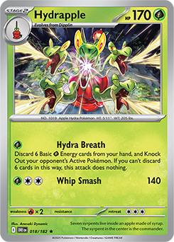 Rare Pokémon card Hydrapple 18/182 from Destined Rivals expansion