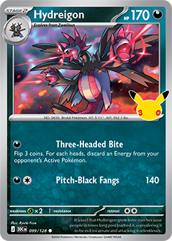 Common Pokémon card Hydreigon 099/128 from 30th Celebration expansion