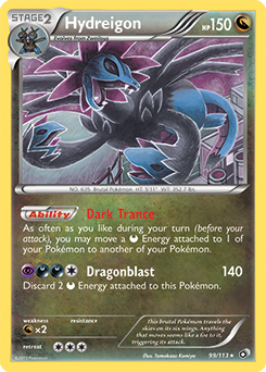 Rare holo Pokémon card Hydreigon 99/113 from Legendary Treasures expansion