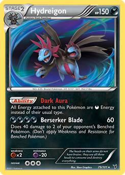 Rare holo Pokémon card Hydreigon 79/101 from Noble Victories expansion