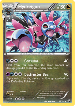 Rare Pokémon card Hydreigon 98/124 from Dragons Exalted expansion