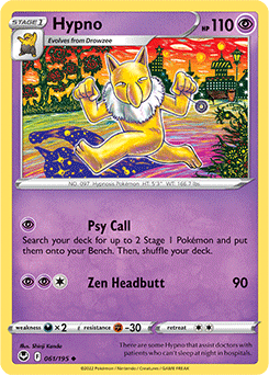 Uncommon Pokémon card Hypno 061/195 from Silver Tempest expansion