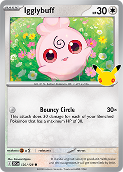 Common Pokémon card Igglybuff 120/128 from 30th Celebration expansion