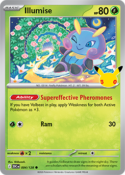 Common Pokémon card Illumise 004/128 from 30th Celebration expansion