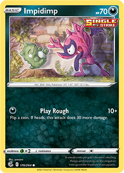 Common Pokémon card Impidimp 176/264 from Fusion Strike expansion