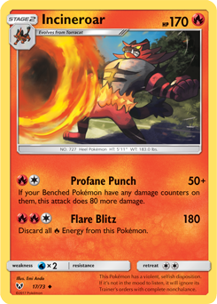 Incineroar 17/73 Pokémon card from Shining Legends for sale at best price