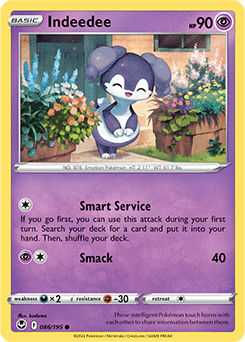 Common Pokémon card Indeedee 086/195 from Silver Tempest expansion