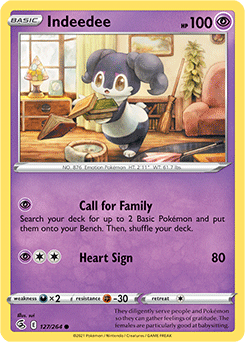 Common Pokémon card Indeedee 127/264 from Fusion Strike expansion