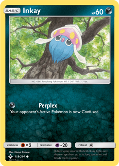 Common Pokémon card Inkay 118/214 from Unbroken Bonds expansion