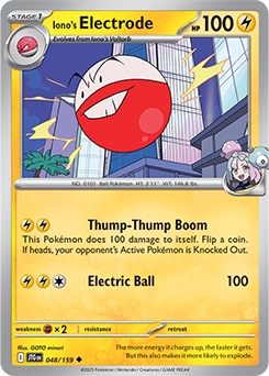Uncommon Pokémon card Iono's Electrode 48/159 from Journey Together expansion