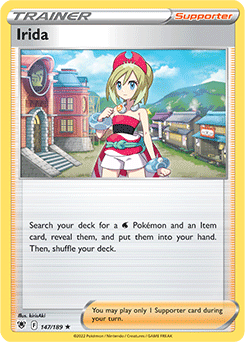 Rare Holo Pokémon card Irida 147/189 from Astral Radiance expansion
