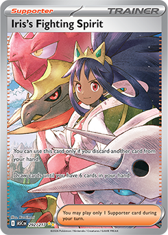 Carte Pokémon Illustration spéciale rare Esprit Combatif d'Iris 292/217 de la série Héros Transcendants