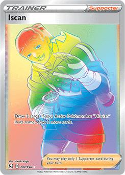 Rainbow Trainer Pokémon card Iscan 207/196 from Lost Origin expansion