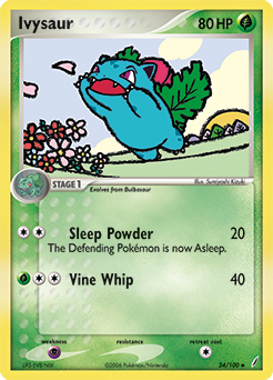 Uncommon Pokémon card Ivysaur 34/100 from Ex Crystal Guardians expansion