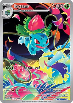 Illustration rare Pokémon card Ivysaur 134/132 from Mega Evolution expansion