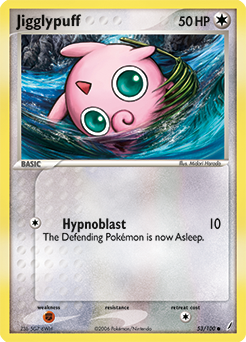 Common Pokémon card Jigglypuff 53/100 from Ex Crystal Guardians expansion