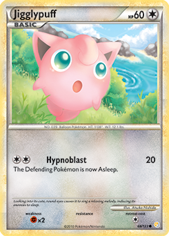 Common Pokémon card Jigglypuff 68/123 from HeartGold SoulSilver expansion
