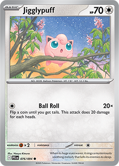 Common Pokémon card Jigglypuff 76/94 from Phantasmal Flames expansion
