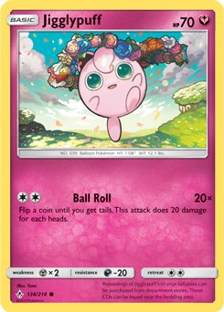 Common Pokémon card Jigglypuff 134/214 from Unbroken Bonds expansion