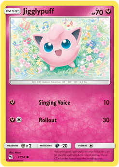 Common Pokémon card Jigglypuff 41/68 from Hidden Fates expansion