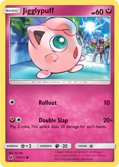 Common Pokémon card Jigglypuff 71/111 from Crimson Invasion expansion