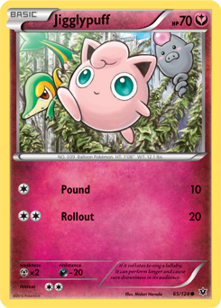 Common Pokémon card Jigglypuff 65/124 from Fates Collide expansion