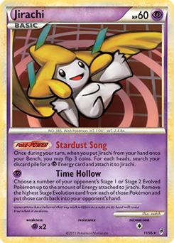 Rare holo Pokémon card Jirachi 11/95 from Call of Legends expansion