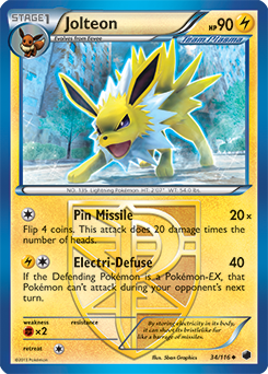 Jolteon 34/116 Pokémon card from Plasma Freeze for sale at best price