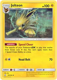 Jolteon 70/236 Pokémon card from Cosmic Eclipse for sale at best price