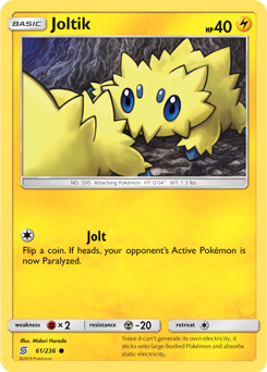 Common Pokémon card Joltik 61/236 from Unified Minds expansion