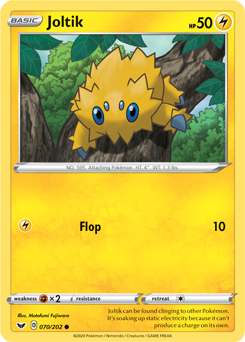 Common Pokémon card Joltik 70/202 from Sword & Shield expansion