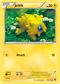 Common Pokémon card Joltik 41/114 from Steam Siege expansion