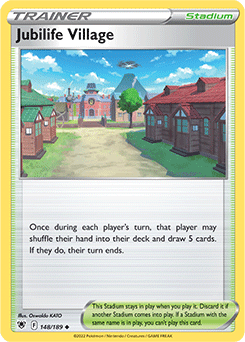 Uncommon Pokémon card Jubilife Village 148/189 from Astral Radiance expansion