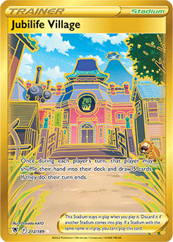 Gold Item Pokémon card Jubilife Village 212/189 from Astral Radiance expansion