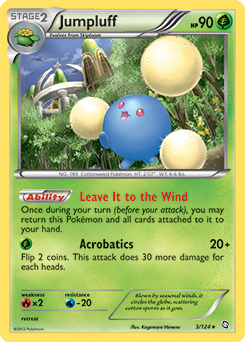 Rare Pokémon card Jumpluff 3/124 from Dragons Exalted expansion