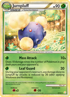 Rare holo Pokémon card Jumpluff 6/123 from HeartGold SoulSilver expansion