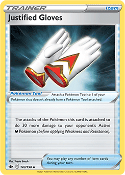 Justified Gloves 143/198 Pokémon card from Chilling Reign for sale at best price