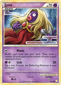 Common Pokémon card Jynx 69/123 from HeartGold SoulSilver expansion
