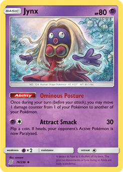 Uncommon Pokémon card Jynx 76/236 from Unified Minds expansion