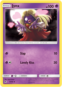 Uncommon Pokémon card Jynx 30/68 from Hidden Fates expansion