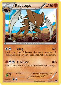 Rare Pokémon card Kabutops 39/124 from Fates Collide expansion