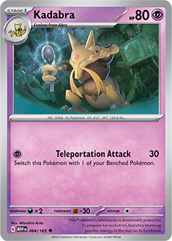 Uncommon Pokémon card Kadabra 64/165 from 151 expansion