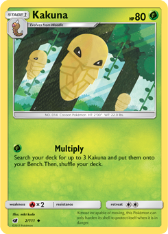 Uncommon Pokémon card Kakuna 2/111 from Crimson Invasion expansion