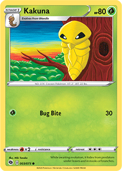 Common Pokémon card Kakuna 003/073 from Champion s Path expansion