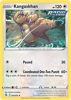 Rare Pokémon card Kangaskhan 204/264 from Fusion Strike expansion