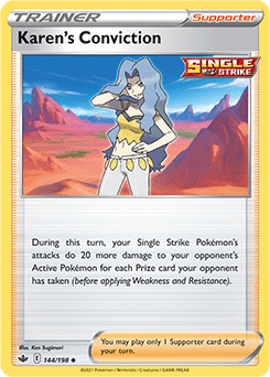 Karen's Conviction 144/198 Pokémon card from Chilling Reign for sale at best price