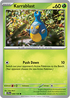 Common Pokémon card Karrablast 9/159 from Journey Together expansion