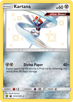 Shining Pokémon Pokémon card Kartana SV33/SV94 from Hidden Fates expansion