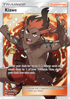 Full Art Trainer Pokémon card Kiawe 144/147 from Burning Shadows expansion