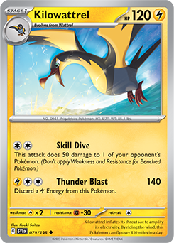 Uncommon Pokémon card Kilowattrel 079/198 from Scarlet & Violet expansion